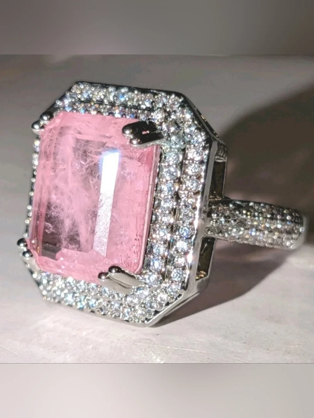 Shiny S925 6 Ct Lab- Created Kunzite Diamond Engagement Ring For Women Sz 6.5
